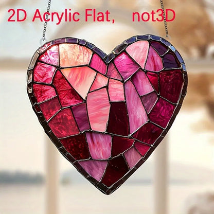Stained Glass Style Acrylic Heart Sun Catcher Window Hanging Home Decor Gift for Holidays - view 3