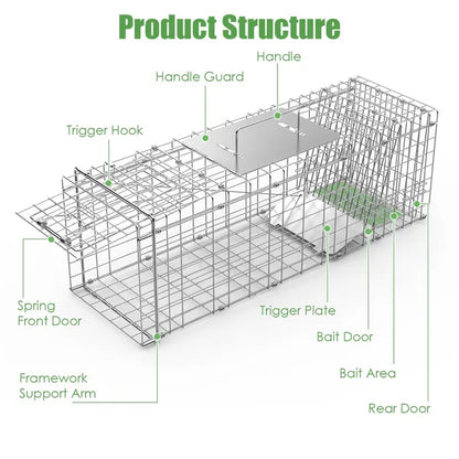 31x12x11' Heavy Duty Folding Live Animal Trap Cage Cover And Gloves Available - view 8