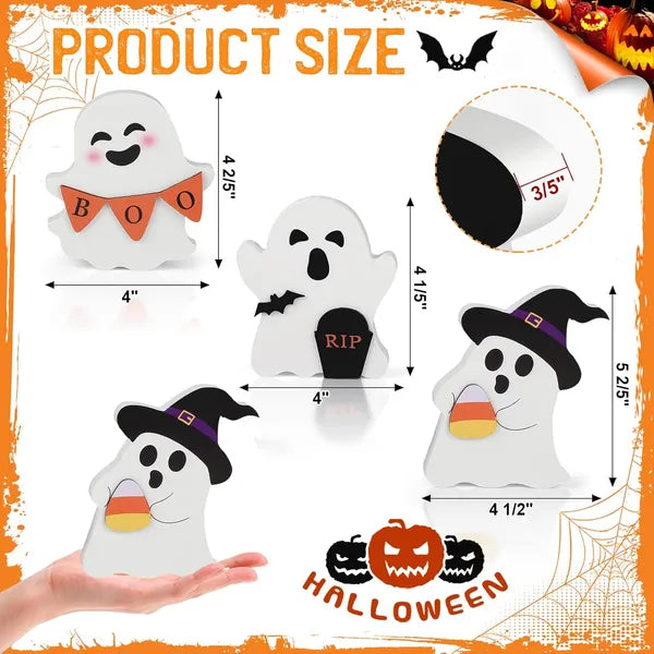 Cute Ghost Halloween Decorations Indoor, Wooden Tiered Tray Decor Table Sign Set Of 3 - view 5