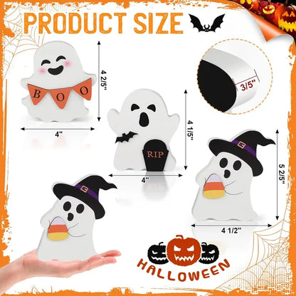 Cute Ghost Halloween Decorations Indoor, Wooden Tiered Tray Decor Table Sign Set Of 3 - view 5