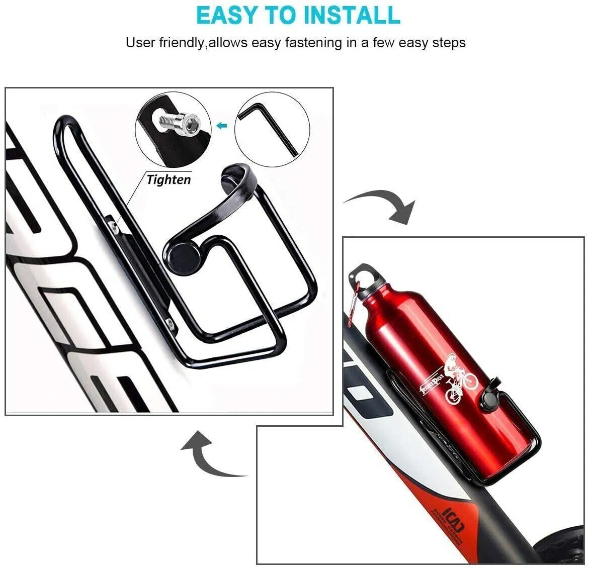 2 Packs Bike Water Bottle Cages Bicycle Lightweight Aluminum Alloy Bottle Holder - view 2