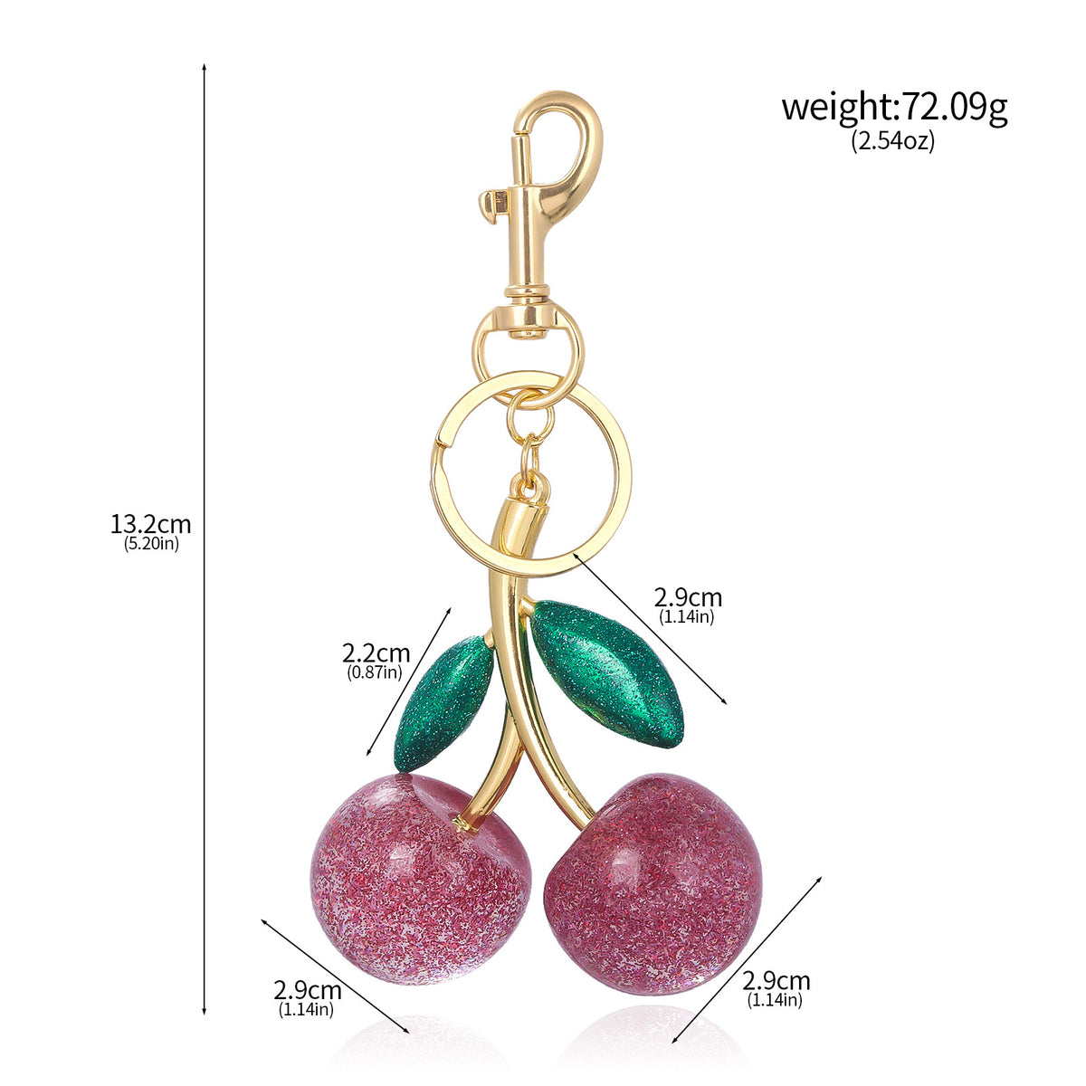 A Pair Of Red Cherry Crystal Bag Glitter Keychain - view 6