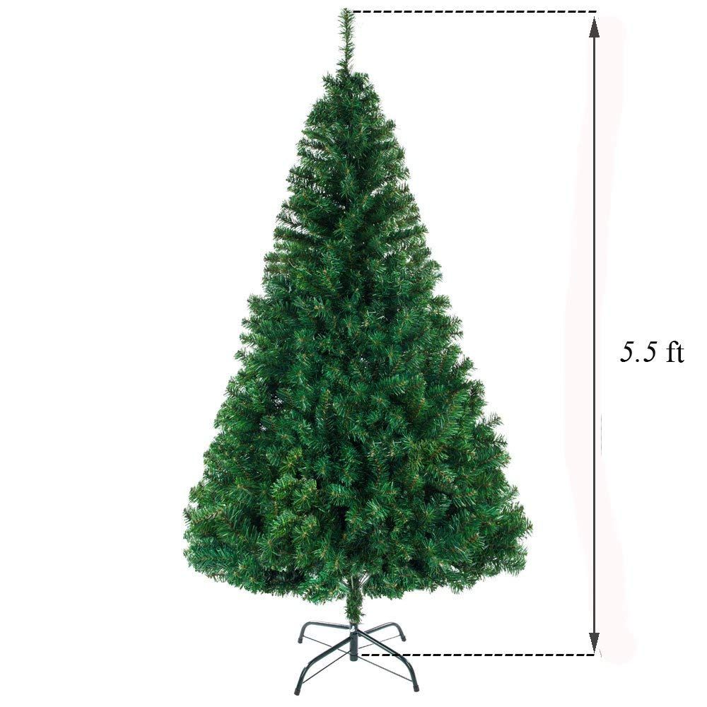 5.5FT Artificial Christmas Tree, Unlit Premium Hinged Spruce Xmas Tree With Solid Metal Stand - view 5
