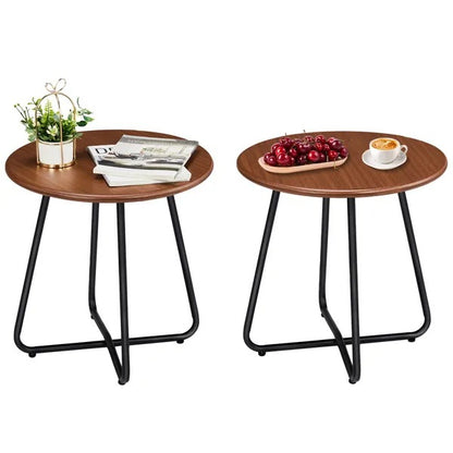 Outdoor Side Table With Imitation Wood Tabletop, Weather Resistant Patio Side Table - view 2