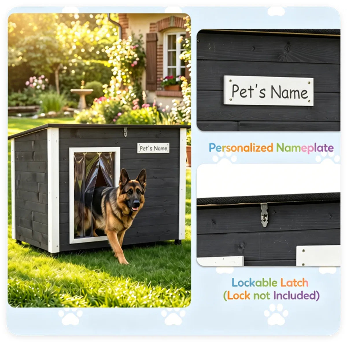 42.5" x 27" x 33.5" Outdoor Dog House with Sloped Asphalt Roof, Elevated Floor & Openable Roof Weatherproof Pet Kennel - view 8