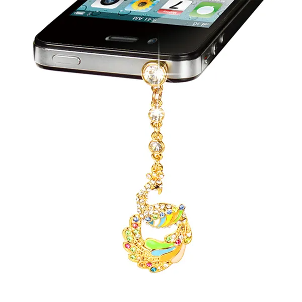 Colorful Crystal Diamond Phoenix Dust Cap Pendant For Cell Phone 3.5mm Jack - view 4