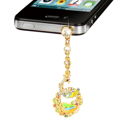 Colorful Crystal Diamond Phoenix Dust Cap Pendant For Cell Phone 3.5mm Jack - view 4