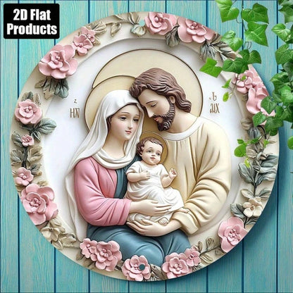 2D Flat Wooden Sign Wall Decor, Sign Wall Decor, Decor, 8x8 Inch Vintage Family Themed Round Plaque - view 3