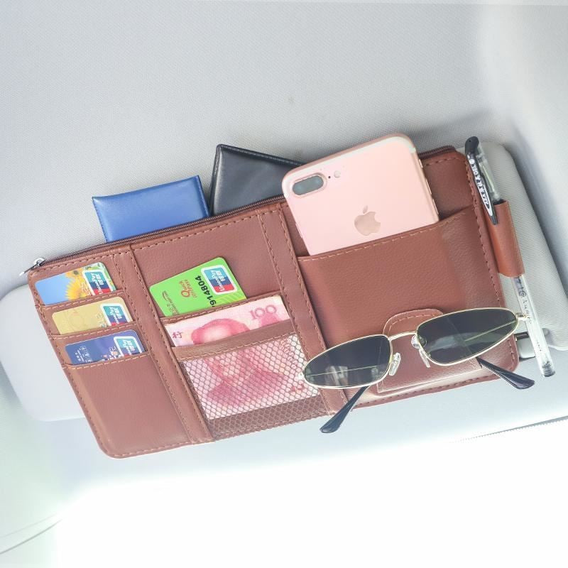 Car Auto Sun Visor Point Pocket Organizer Pouch Bag Card Glasses Storage Holder Car-Styling IC Card Holder Sunshade Bag - view 8