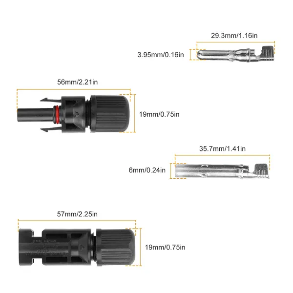 10 Pairs Solar Panel Connectors Solar Wire Adapter Male Female IP67 - view 4