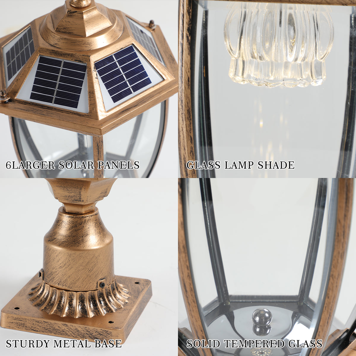 20 Golden Solar Powered LED Outdoor Lantern, Vintage Garden Light With Elegant Glass Design For Pathways, Yards - view 7