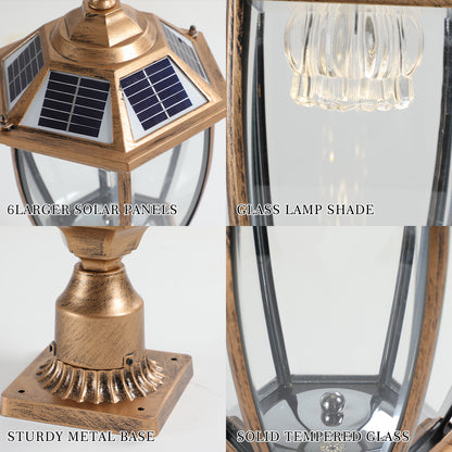 20 Golden Solar Powered LED Outdoor Lantern, Vintage Garden Light With Elegant Glass Design For Pathways, Yards - view 7