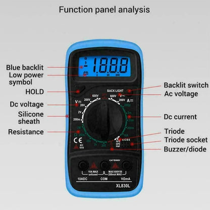 Digital Multimeter AC DC Voltmeter Ammeter Ohmmeter Volt Tester Meter XL830L USA - view 8