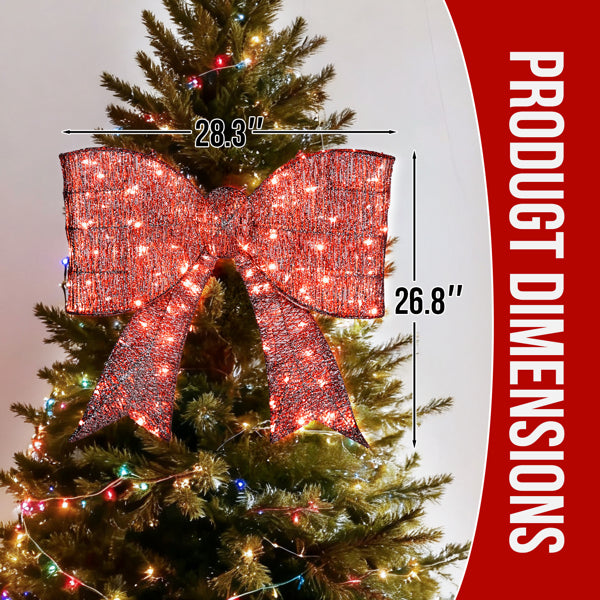 Pre-lit Outdoor Giant Bowknot Christmas Decoration, Lighted Metal Frame With 124 Warm White LED Lights - view 2