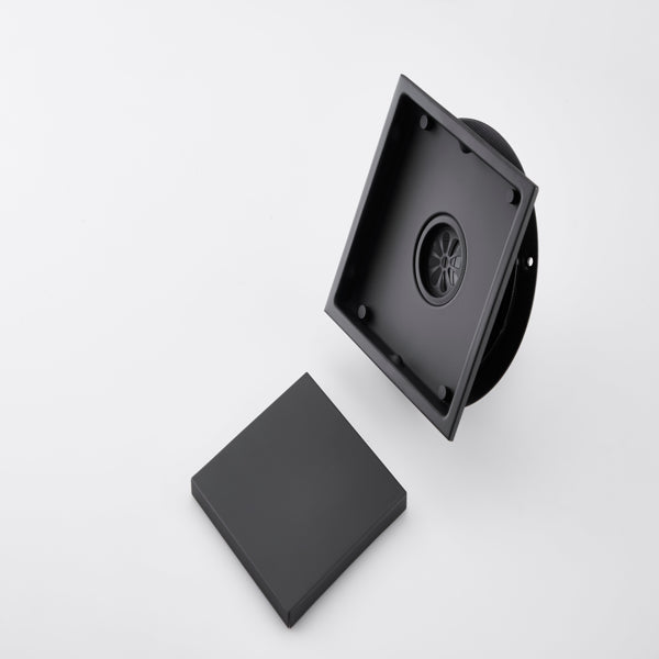 6 Inch Square Shower Drain With 2-in-1 Flat & Tile Insert Removable Cover - view 5