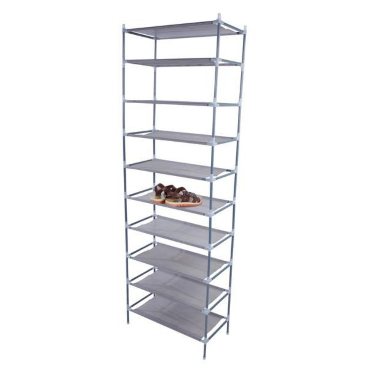 Simple Assembly 10 Tiers Non-woven Fabric Shoe Rack Gray - view 2