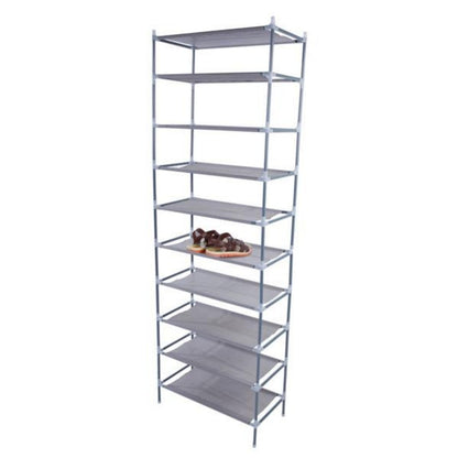 Simple Assembly 10 Tiers Non-woven Fabric Shoe Rack Gray - view 2