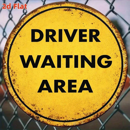 1pc Vintage Driver Waiting Area Sign 8x8in, Driver Waiting Area, Area Sign 8x8in 2D Flat Round Decorative Plaque - view 3