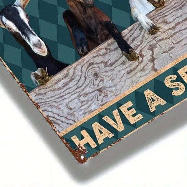1PC Vintage Three Goats Funny Sitting Pattern 2D Flat Metal Sign 8X12 Inch Rustic Decorative Wall Art Plaque - view 3