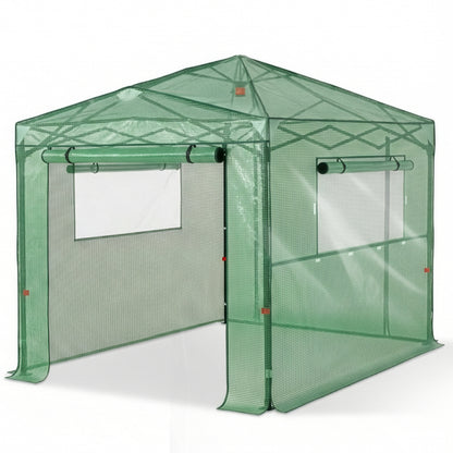 8x6ft Plastic Sprayed Iron Pipe PE Mesh Foldable Greenhouse Shed Green - view 6