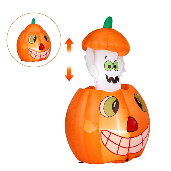 2.8 FT Halloween Inflatables Animated Pumpkin Ghost, Outdoor Decorations Blow Up Yard Decor With Built-in LEDs - view 4