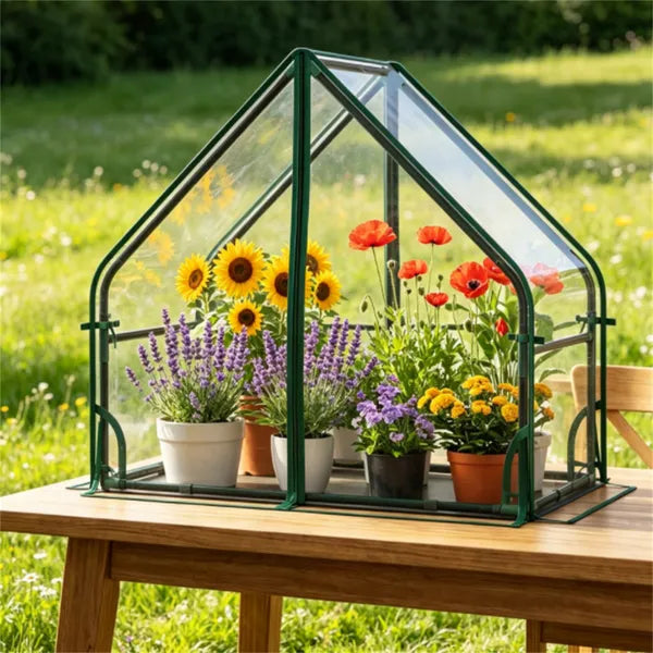 36' X 20' X 34' Ortable Mini Greenhouse With PE Bottom Mat, Waterproof Clear PVC Plant Grow Tent With Metal Frame - view 3