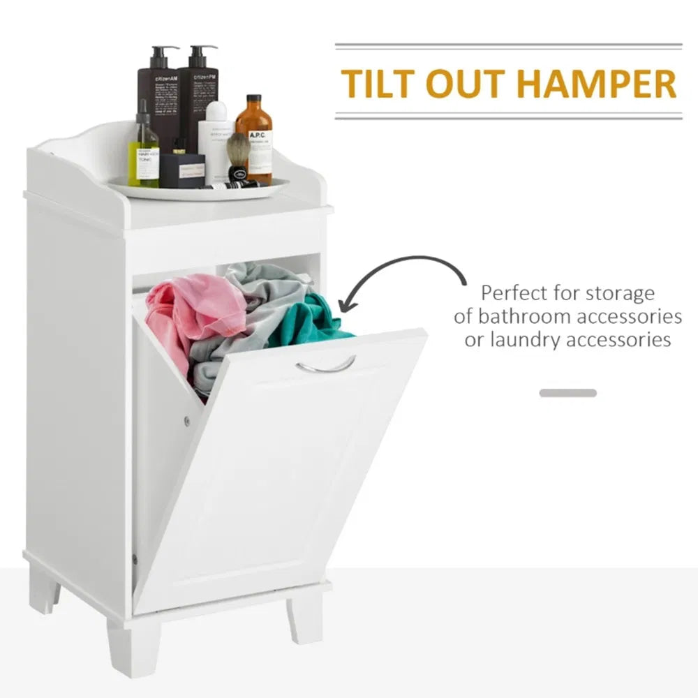 Free Standing Home Organizer Hamper, Bathroom Storage Cabinet, White - view 3