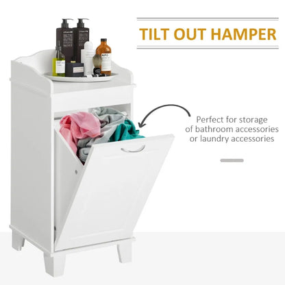 Free Standing Home Organizer Hamper, Bathroom Storage Cabinet, White - view 3