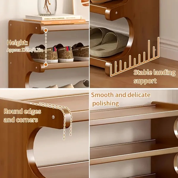 Layer Practical Storage Rack, Shoe Rack, Space-saving Design, Multi-layer Independent Storage Rack, Wood Grain Finish - view 3