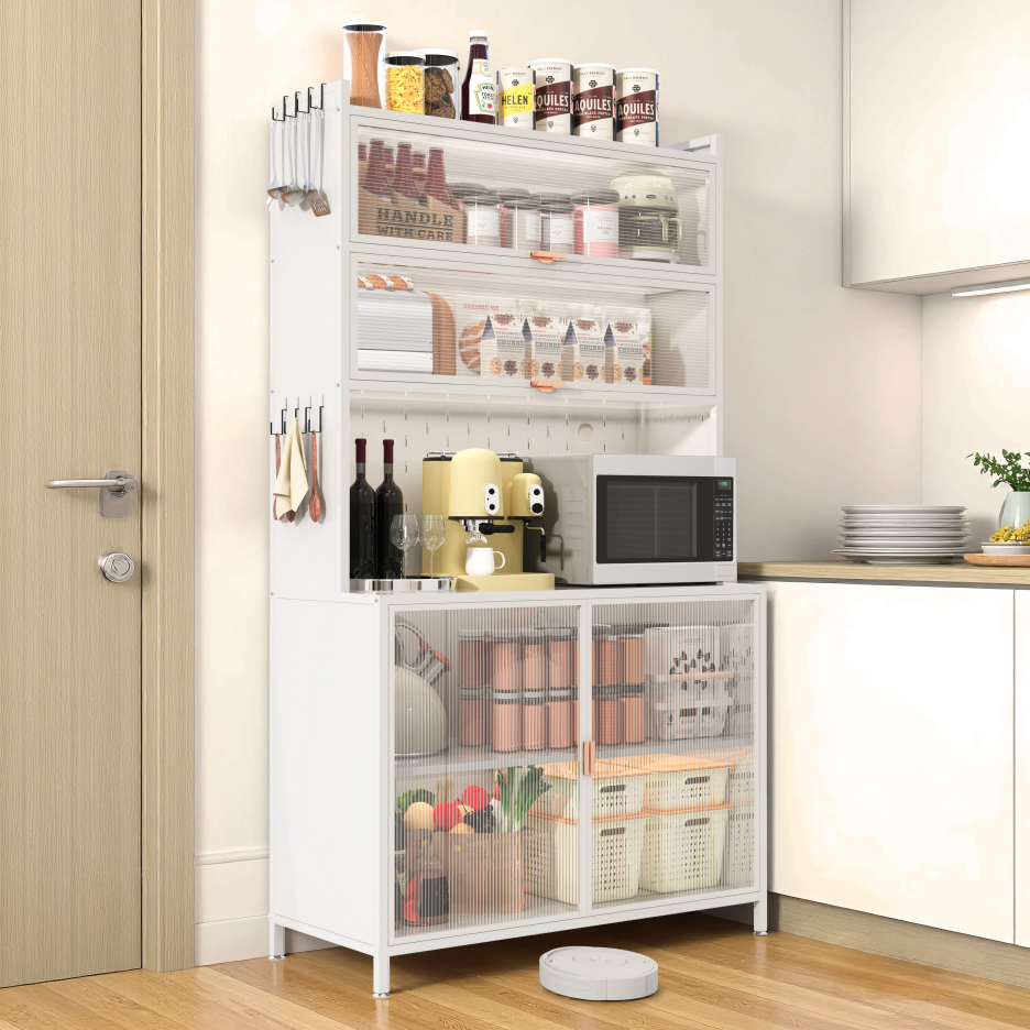 73'' Tall Kitchen Pantry Cabinet, 6 Level Flip Door With Pegboard Metal Pantry Storage Cabinet - view 4