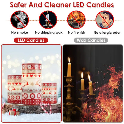 3Pcs Quantity Options Christmas Flameless LED Candles Deer Flickering Candle Lights Pillar Candles With 3 Lighting - view 6