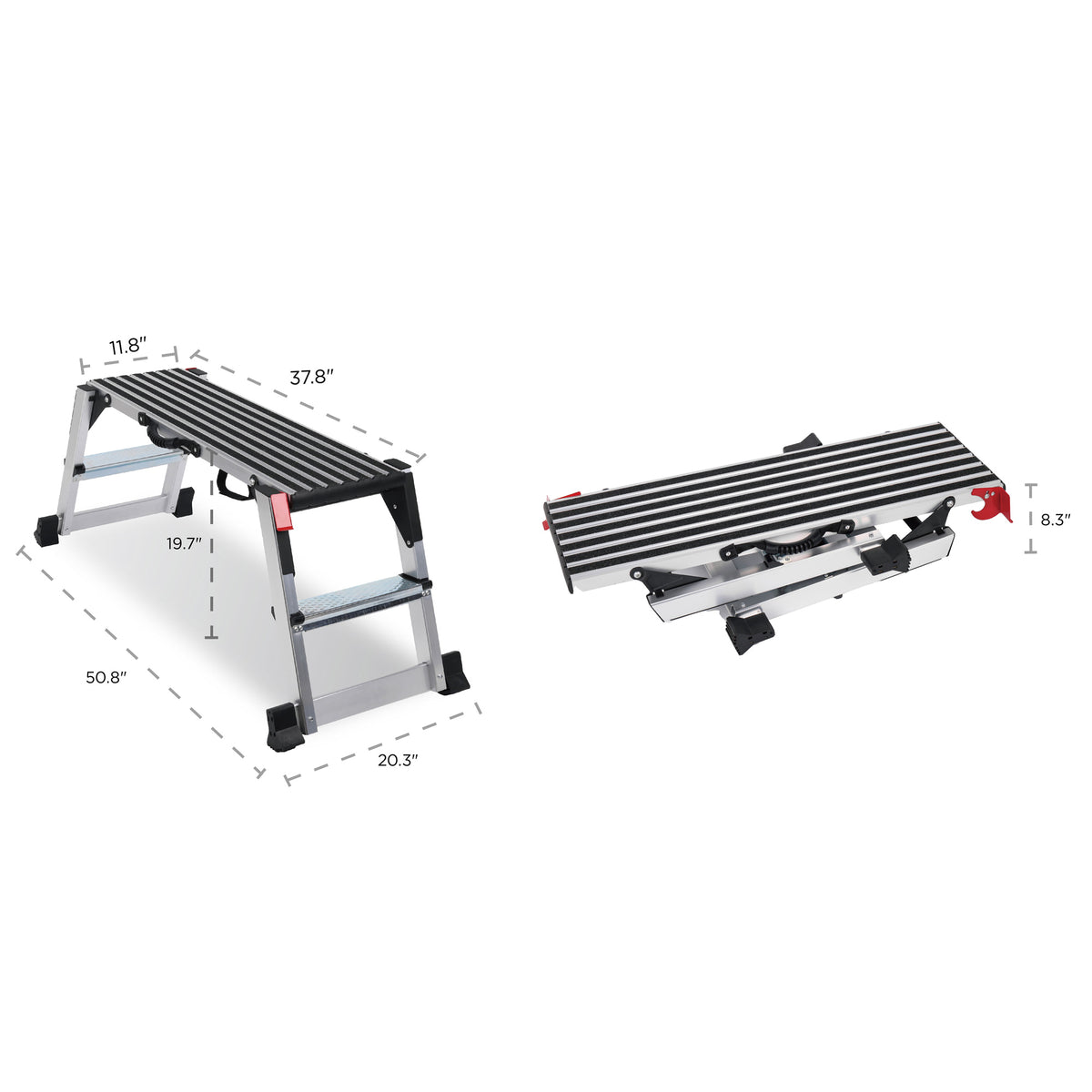 Folding Work Platform, Aluminum Drywall Stool Ladder, 660 Lbs Load Capacity Heavy Duty Work Bench W Non-Slip Feet - view 7