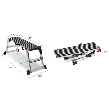 Folding Work Platform, Aluminum Drywall Stool Ladder, 660 Lbs Load Capacity Heavy Duty Work Bench W Non-Slip Feet - view 7
