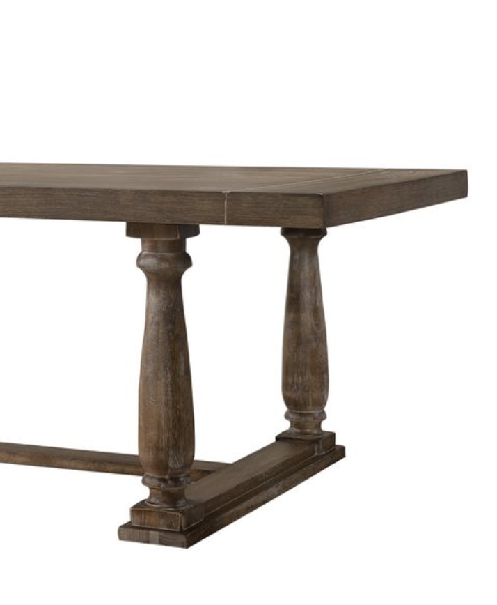 Bernard Weathered Oak Finish Dining Table - view 2