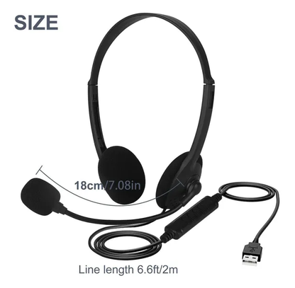 USB Headset Headphone With Microphone Noise Cancelling For PC Computer Call Chat - view 5