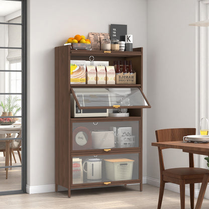57'' Tall Metal 4 Flip Doors Cabinet, With Ample Storage Space For Bedroom, Office, Living Room, Hallway