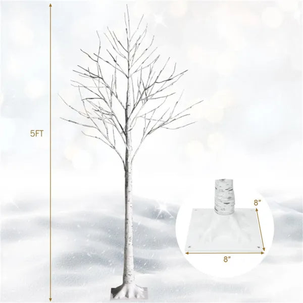 White 5FT LED Birch Tree - Lifelike Bark 72 Lights Flexible Branches 7.2ft Cord For Christmas - view 3