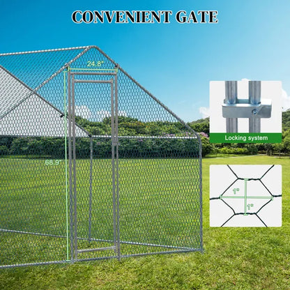 10 X 10 Ft Large Metal Chicken Coop, Walk-in Poultry Cage Chicken Hen Run House With Waterproof Cover - view 3