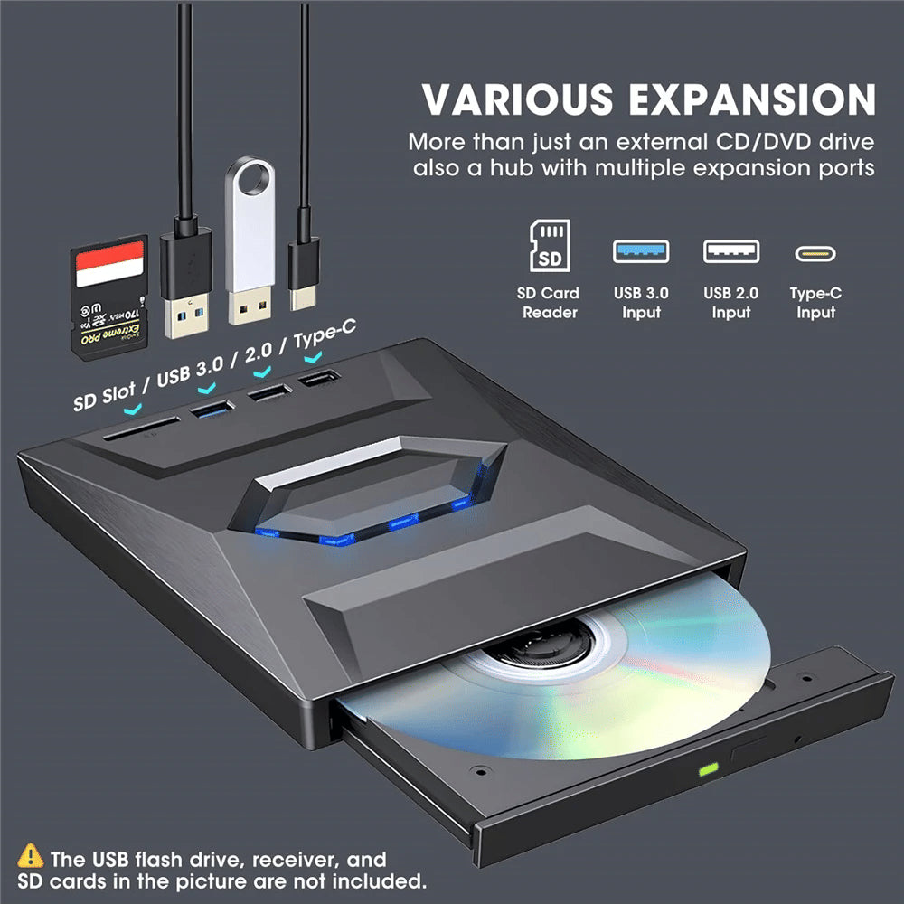 External CD DVD Drive USB 3.0 Writer Burner Player For PC Laptop Windows 11 10 - view 9