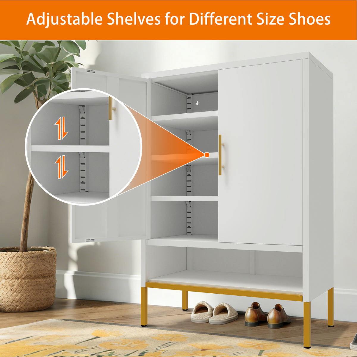 40inch Tall 2-Doors Shoes Cabinet, Metal 7-Tier Hidden Shoe Organizer - view 5