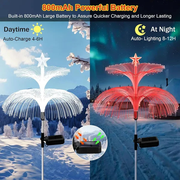 Solar Garden Lights, 4 Pack Solar Star Jellyfish Lights 7 Color Changing Fiber Optic Light Gardening Gifts For Mom - view 3