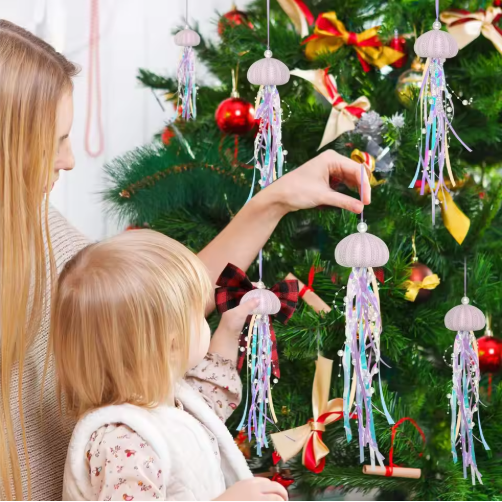 4 PCS Sea Urchin Hanging Ornaments For Christmas Tree Coastal Natural Sea Urchin Crafts With Rope - view 6