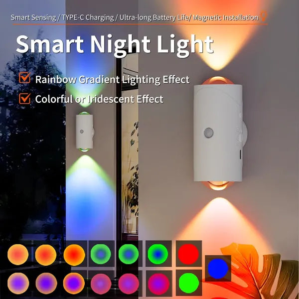 LED Motion Sensor Night Light, 7 Colors Rechargeable Battery Stair Light, Wireless Magnetic Wall Lamp - view 3
