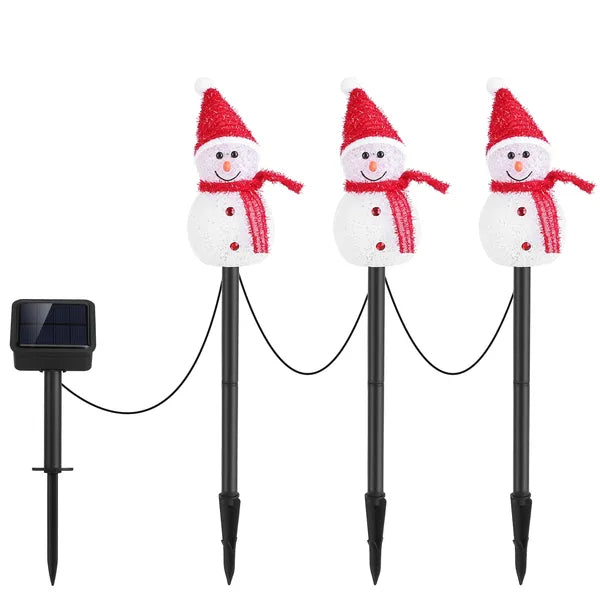1Pc Solar Powered Lamp 3 Snowmen Outdoor Decorative Christmas Lamp Garden Stake Light IP55 Waterproof Santa Landscape - view 4