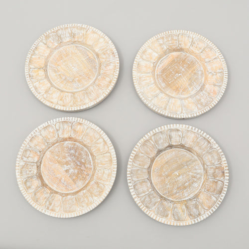 Handcrafted Wood White Charger Plate Wooden Dinning Placemat Artisan Wood Tableware - view 2