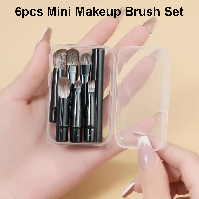 6Pcs Mini Travel Makeup Brushes Set With Box Portable Cosmetic Powder Foundation Blush Blending Concealer Make Up - view 2