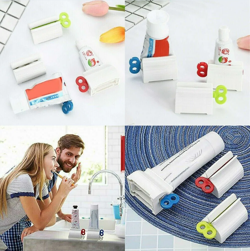 3x Toothpaste Squeezer Bathroom Tube Easy Stand Dispenser Rolling Holder Seat - view 3