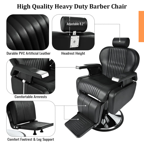 Heavy Duty Reclining Barber Chair,All Purpose Hydraulic Recline Barber Chair Salon Beauty Styling Chair360° - view 4