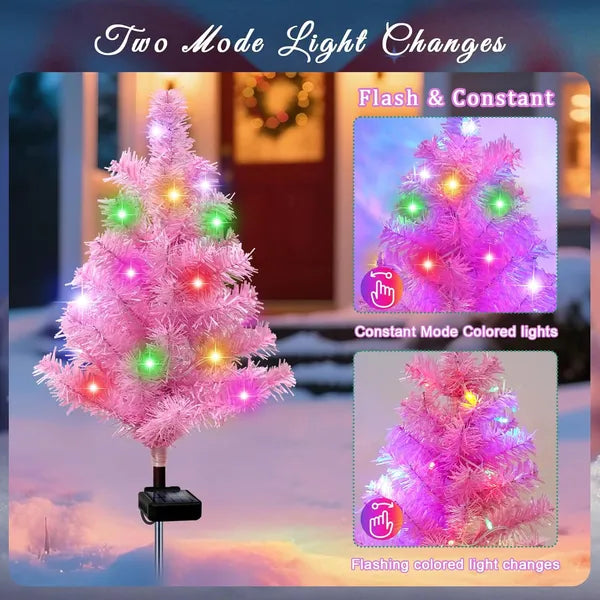 Solar Christmas Tree Outdoor Decor, Waterproof Solar Xmas Decorations Garden Stake Lights - view 4