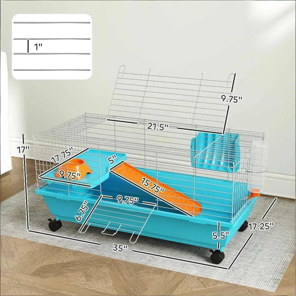 Small Animal Cage, Rolling Bunny Cage, Guinea Pig Cage - view 2